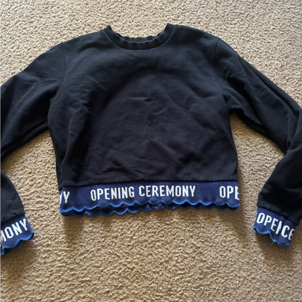 Opening Ceremony Scalloped Hem Cropped Sweatshirt Womens Size M